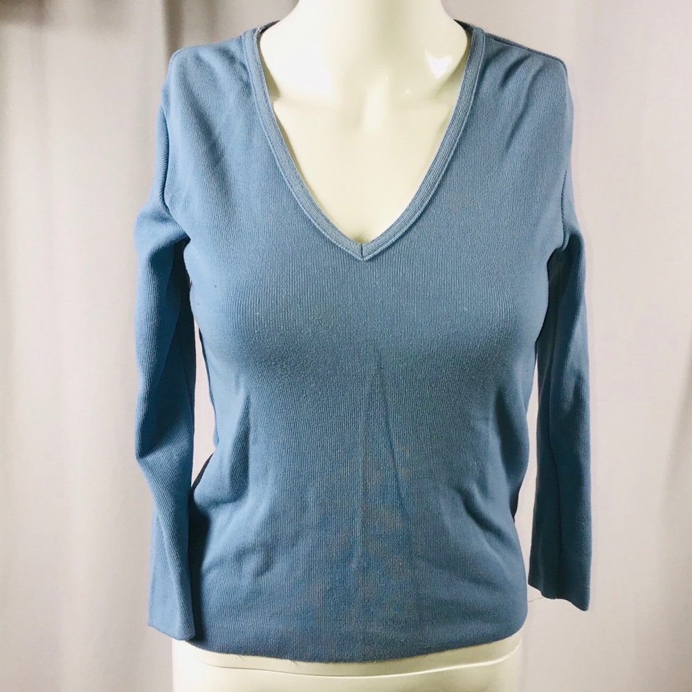 Baby blue mid sleeve top